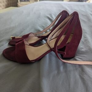 Kate Spade New York Suede Watson Too Deep Red Block Heels